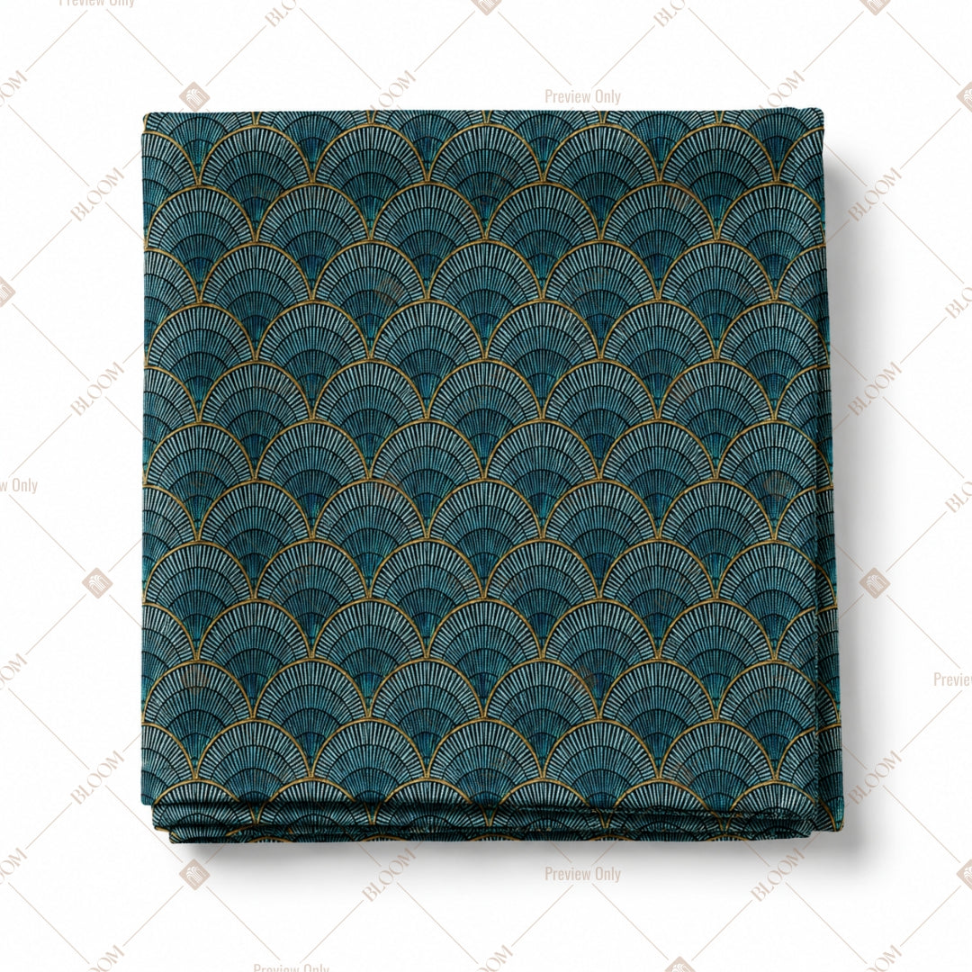 Navy Art Deco Scale Pattern Design