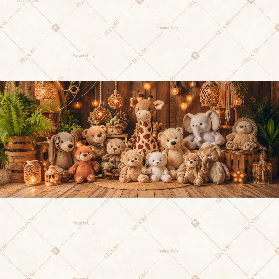 Cozy Teddy Bear Nursery Wide Backdrop