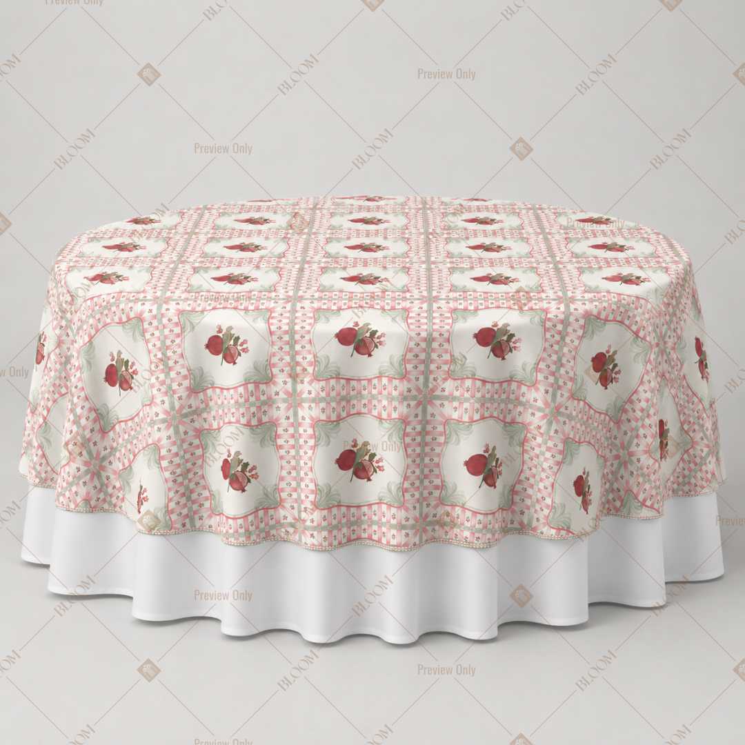 Peach Medallion Block Print Table Overlay Pack of 6