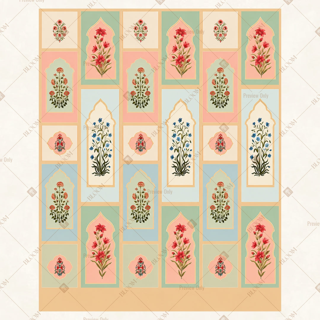 Peach Mughal Pattern Portrait Rectangle Backdrop