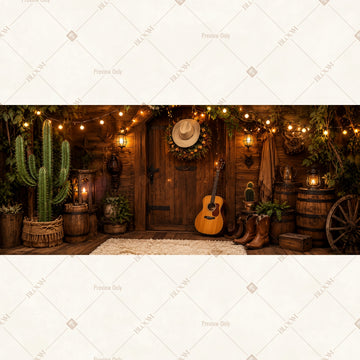 Rustic Music Studio Wide Backdrop