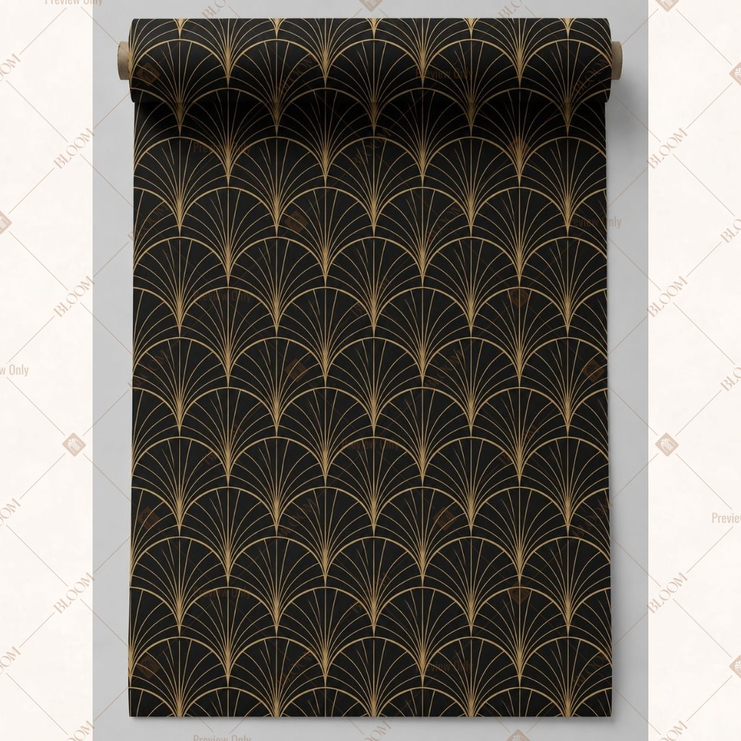 Black Gold Art Deco Fabric Roll Pack of 25