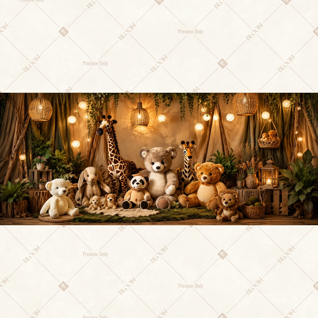 Teddy Bear Birthday Party Wide Backdrop