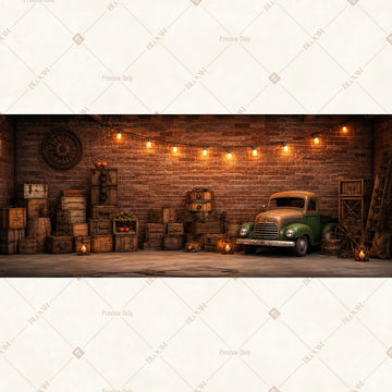 Rustic Brick Garage Wide Backdrop