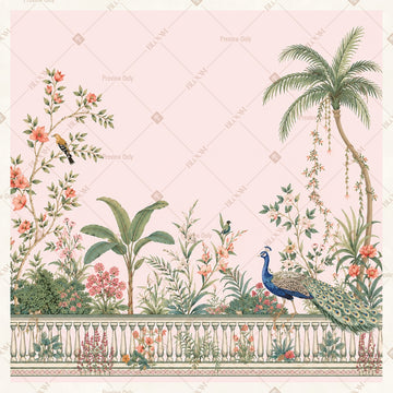 Vintage Peacock Garden Square Backdrop