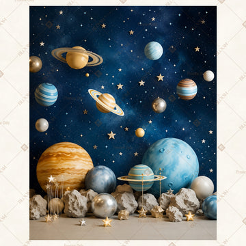 Solar System Space Portrait Rectangle Backdrop