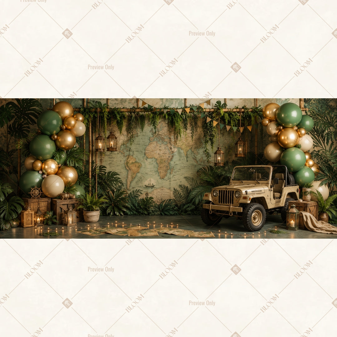 Vintage Holiday Truck Wide Backdrop