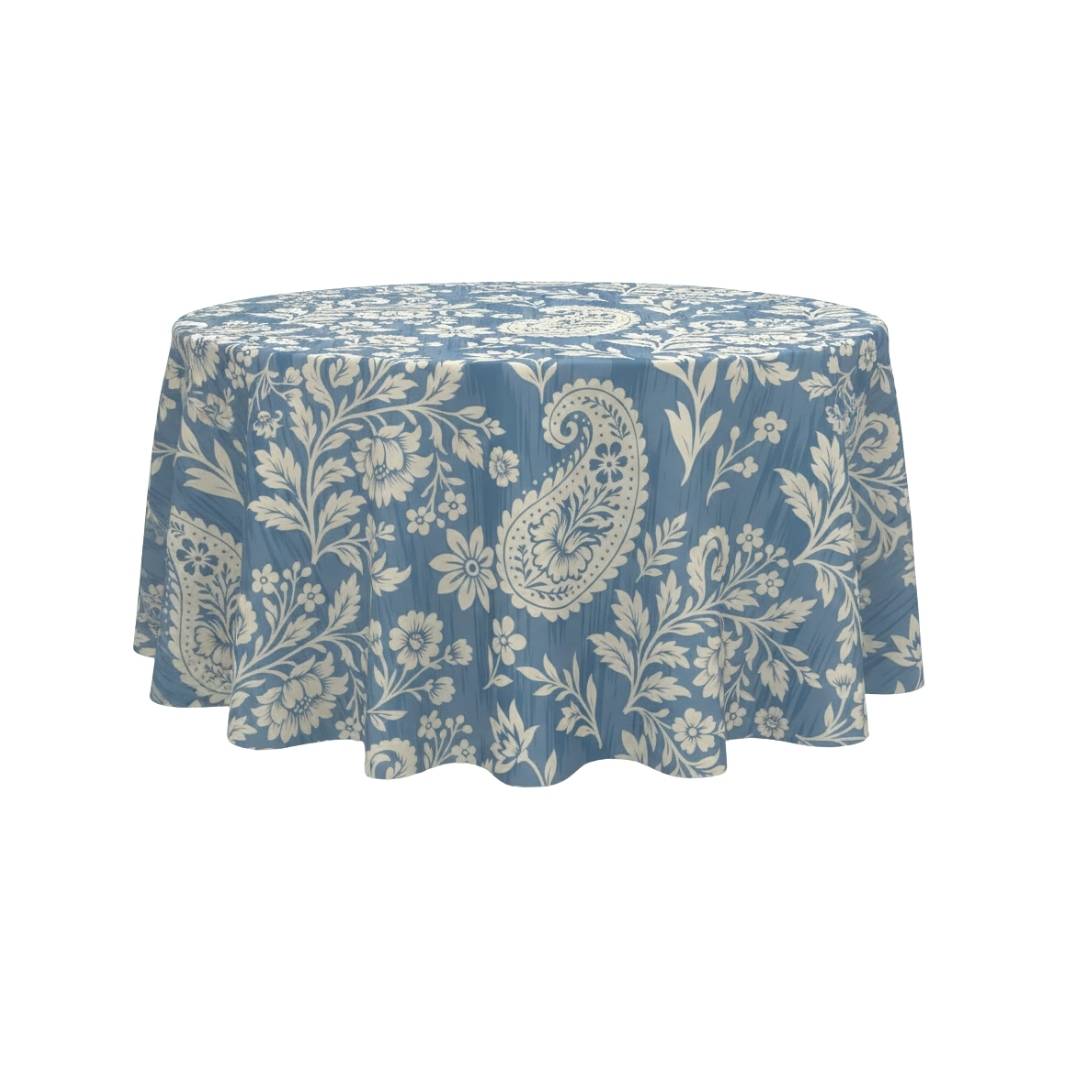 Blue Paisley Bloom Round Table Cover - Pack Of 6