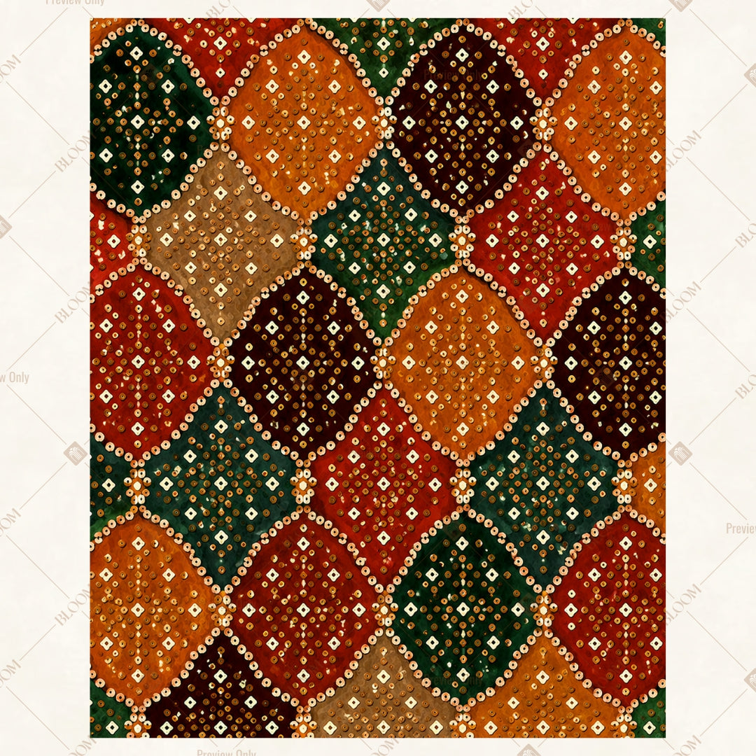 Traditional Indian Patchwork Portrait Rectangle Backdrop