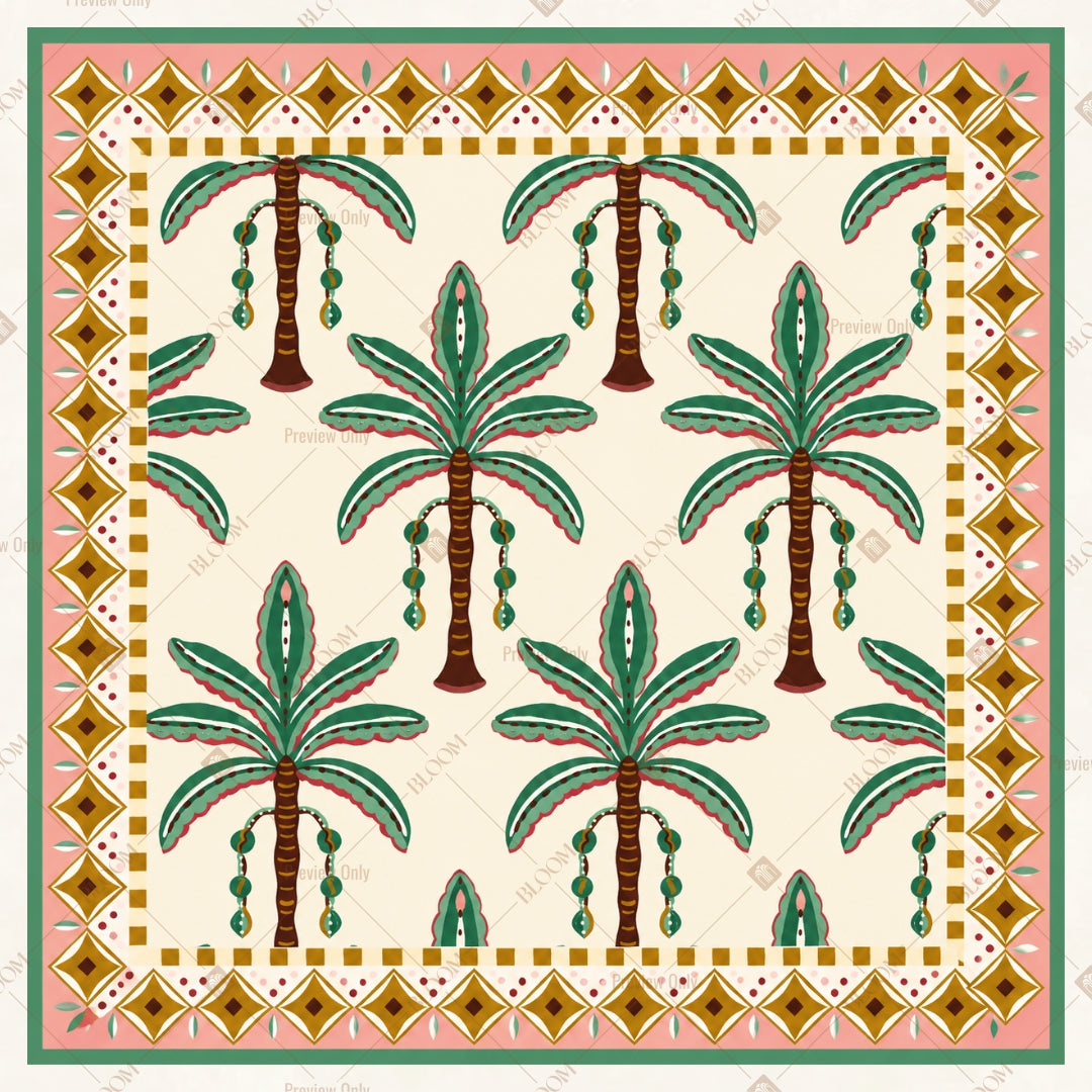 Tropical Palm Tile Pattern Square Backdrop