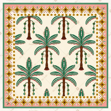 Tropical Palm Tile Pattern Square Backdrop
