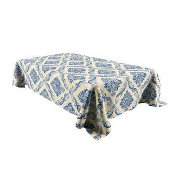 Classic Blue Royale Damask Rectangle Table Cover - Pack Of 6