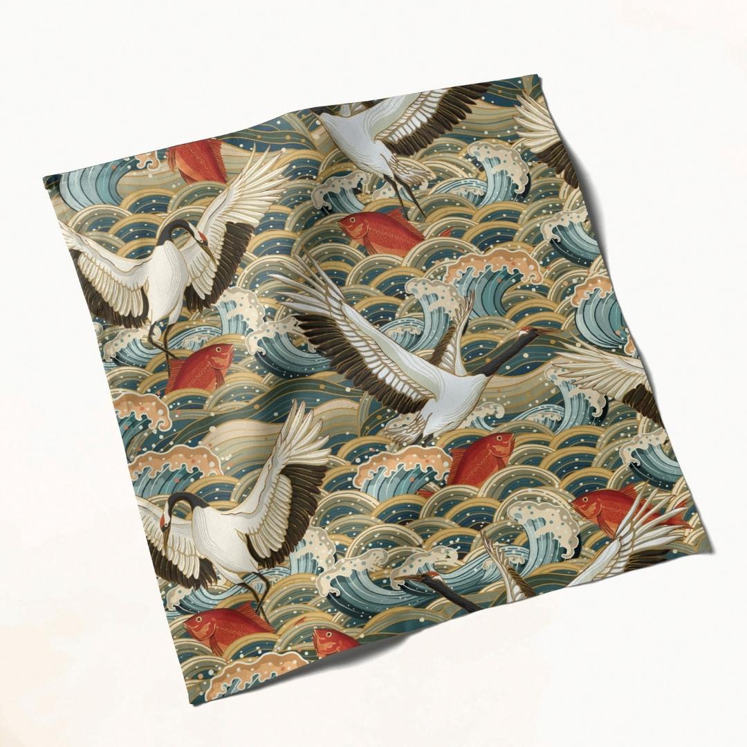 Ocean Wave & Crane: Napkins 18" X 18" - Pack Of 20