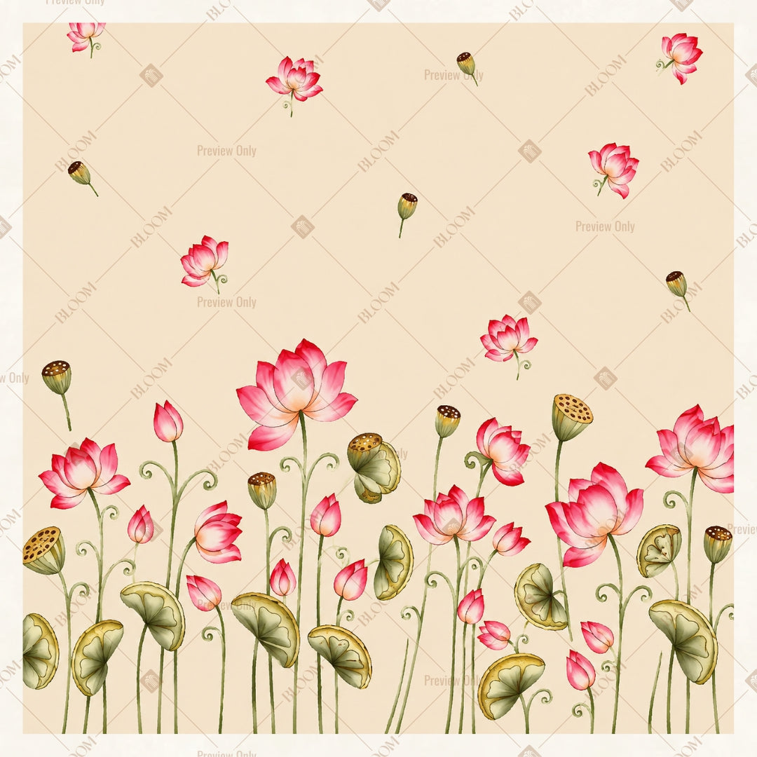 Minimal Pink Floral Pattern Square Backdrop