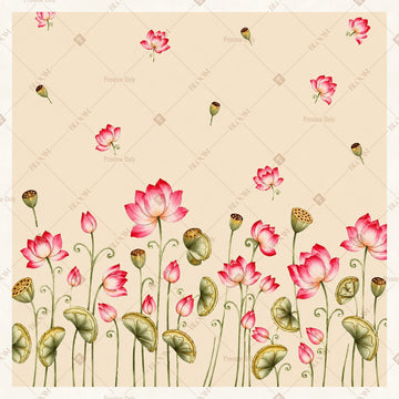 Minimal Pink Floral Pattern Square Backdrop