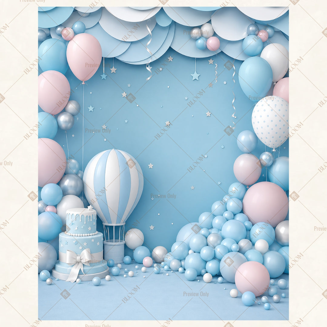 Pastel Balloon Cloud Portrait Rectangle Backdrop