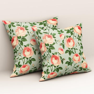Mint Rose Bloom: Cushion Cover - Pack of 12