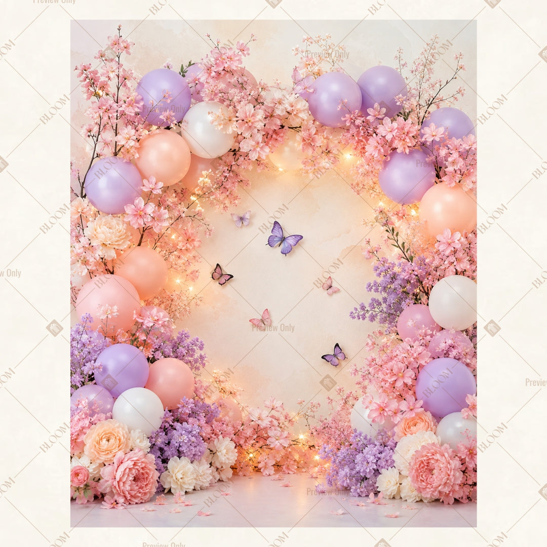 Pastel Balloon Celebration Portrait Rectangle Backdrop