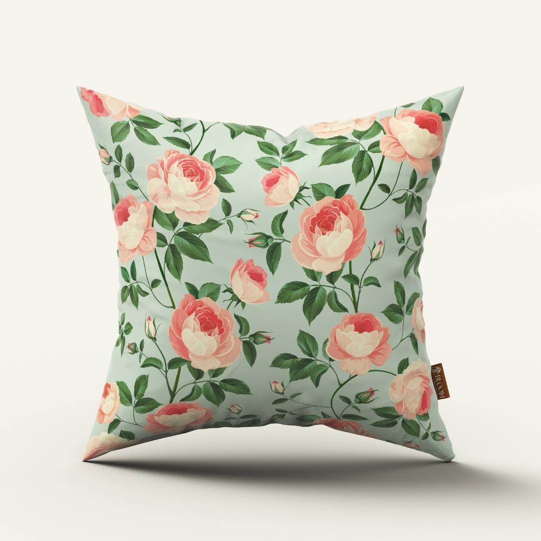 Mint Rose Bloom: Cushion Cover - Pack of 12