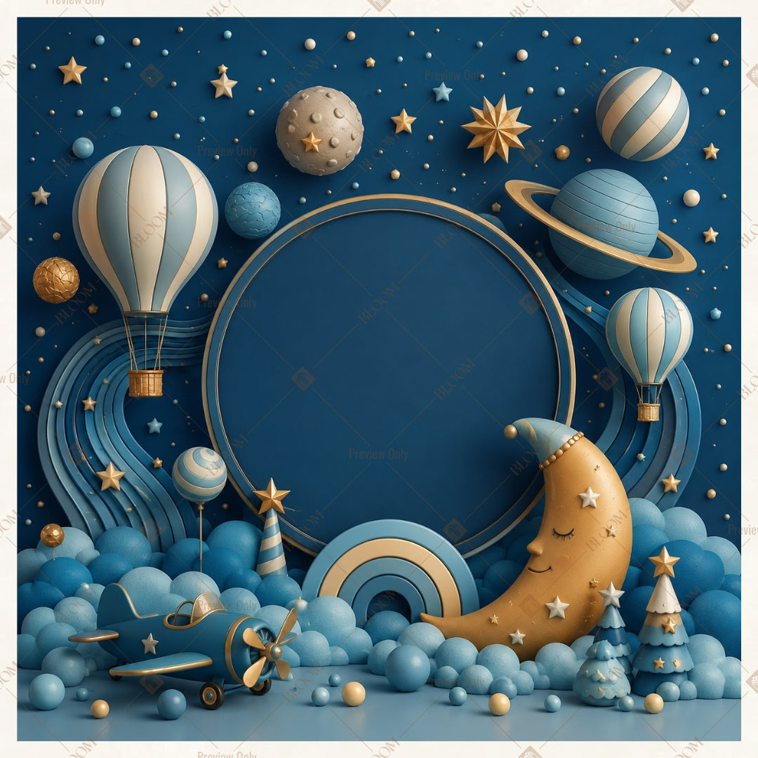 Solar System Space Party Square Backdrop