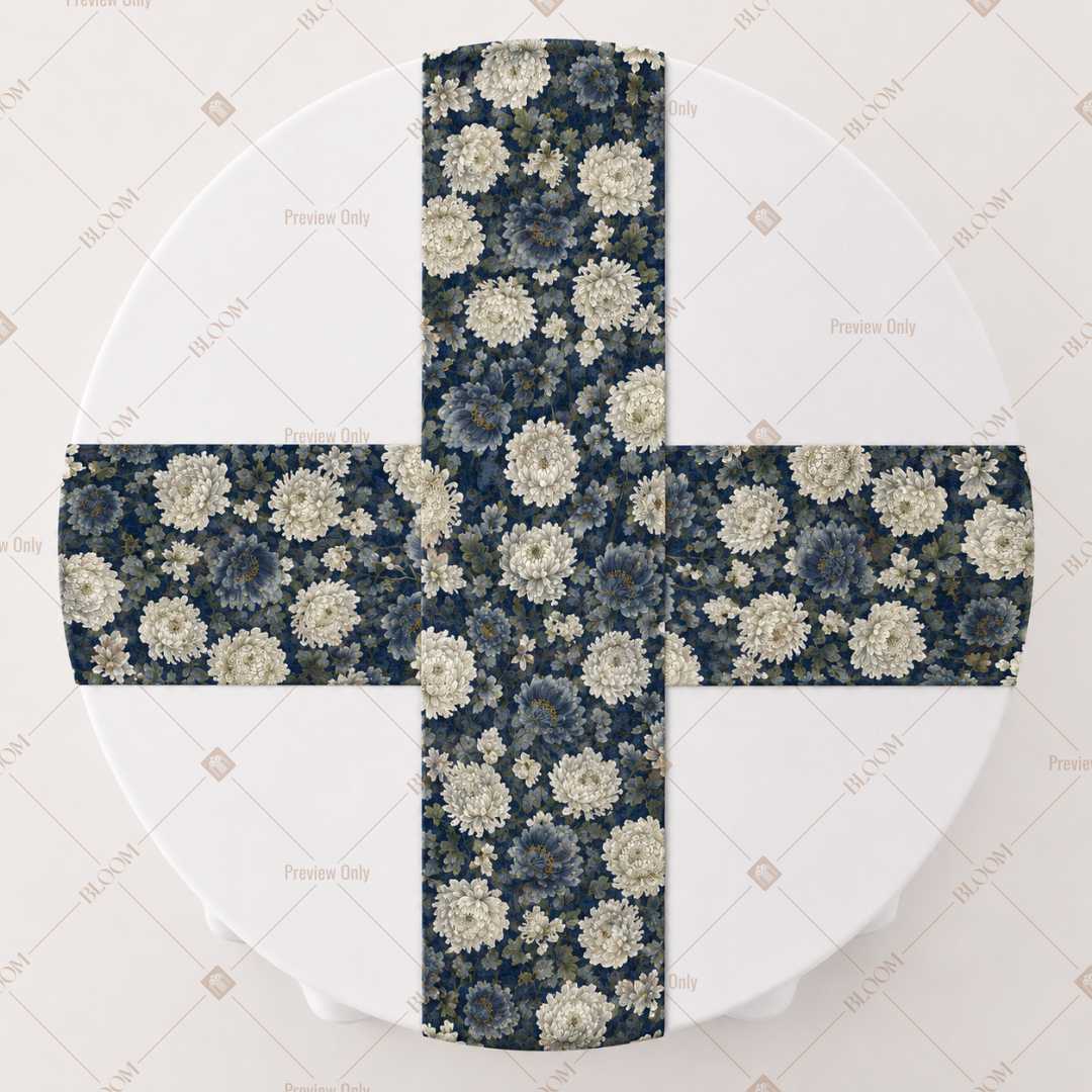Navy Floral Damask Table Runner Pack Of 12