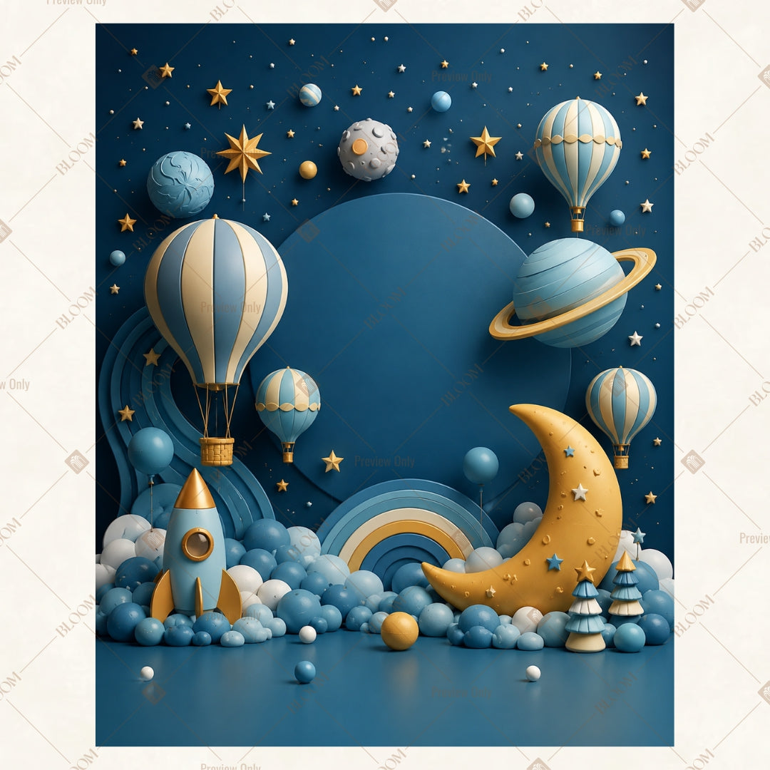 Moon Balloon Dreamland Portrait Rectangle Backdrop