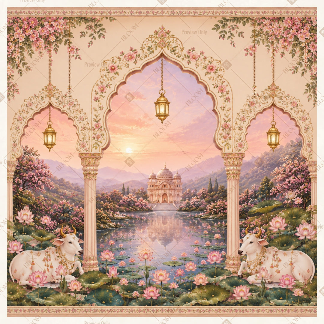 Royal Palace Floral Entrance Square Backdrop
