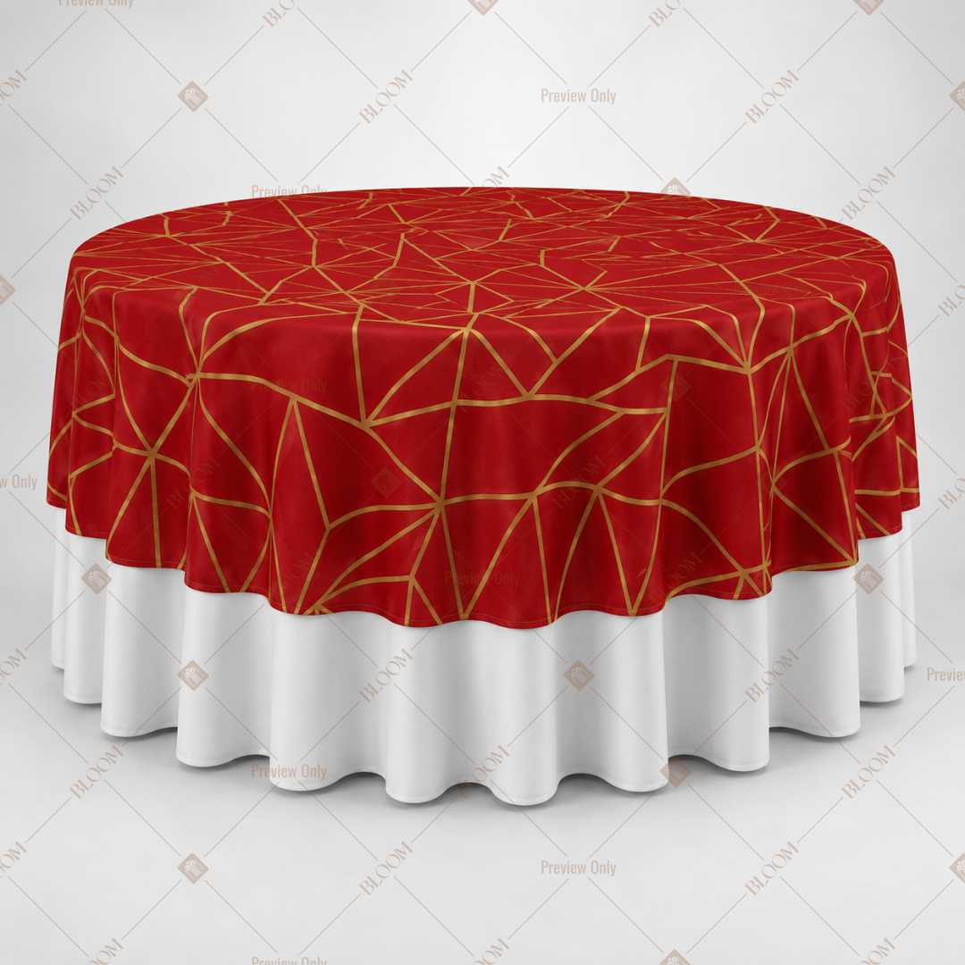 Red Gold Geometric Table Overlay Pack of 6