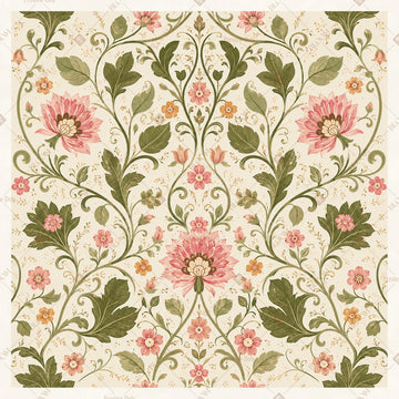 Vintage Floral Vine Pattern Square Backdrop