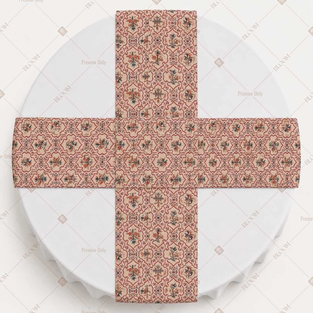 Dusty Rose Floral Vine Table Runner Pack Of 12