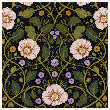 Midnight Floral Garden Pattern Square Backdrop