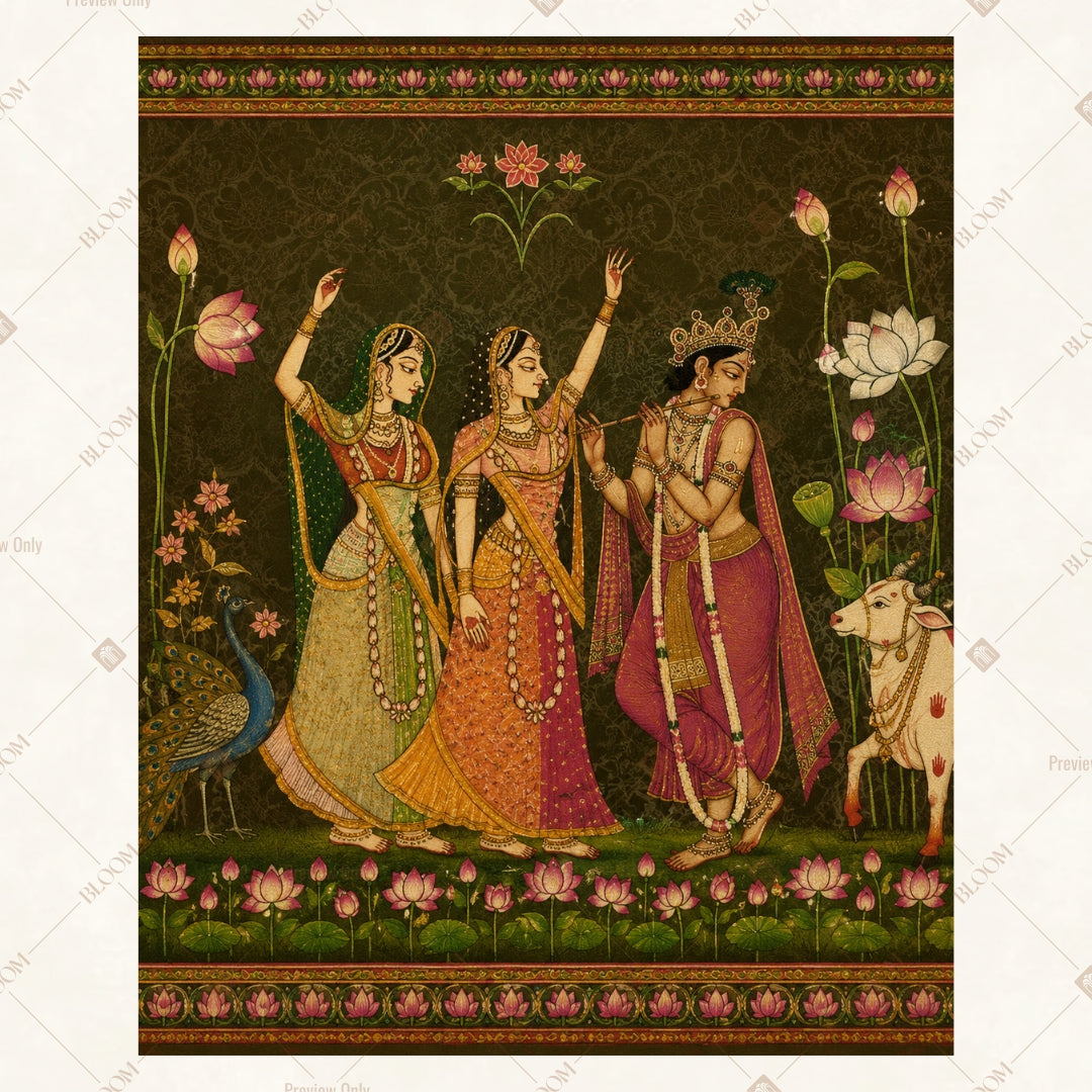 Royal Folk Art Wedding Portrait Rectangle Backdrop
