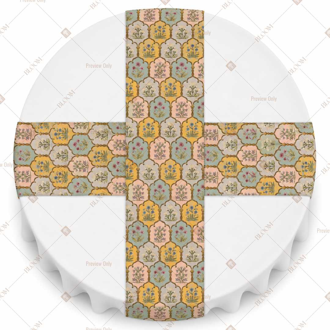 Mustard Floral Medallion Table Runner Pack Of 12
