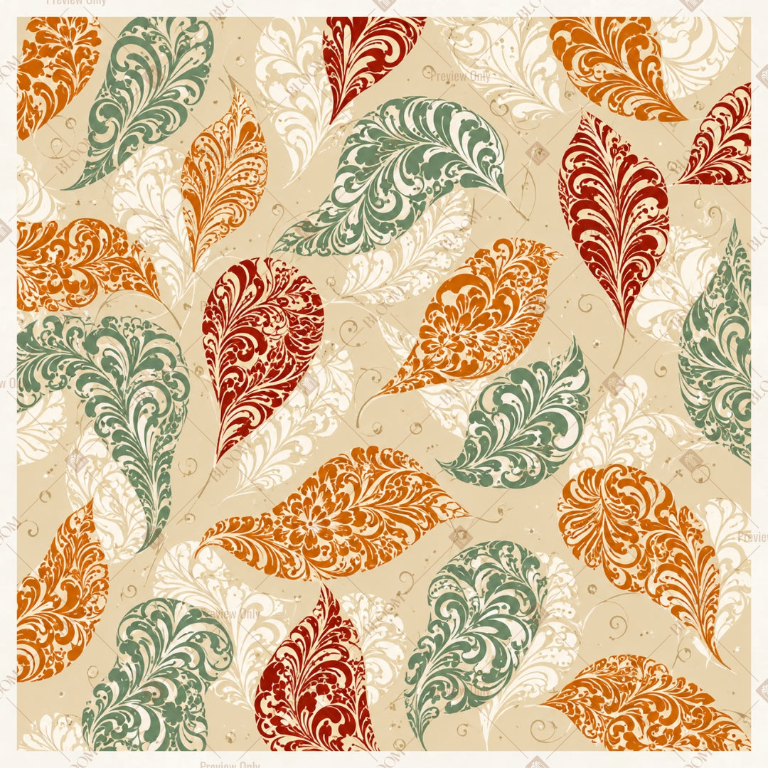 Autumn Botanical Pattern Square Backdrop