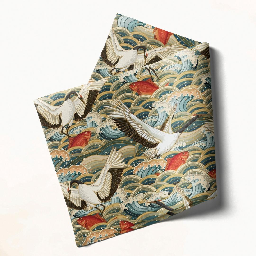 Ocean Wave & Crane: Napkins 18" X 18" - Pack Of 20