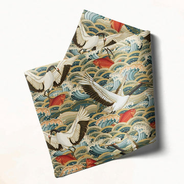 Ocean Wave & Crane: Napkins 18" X 18" - Pack Of 20