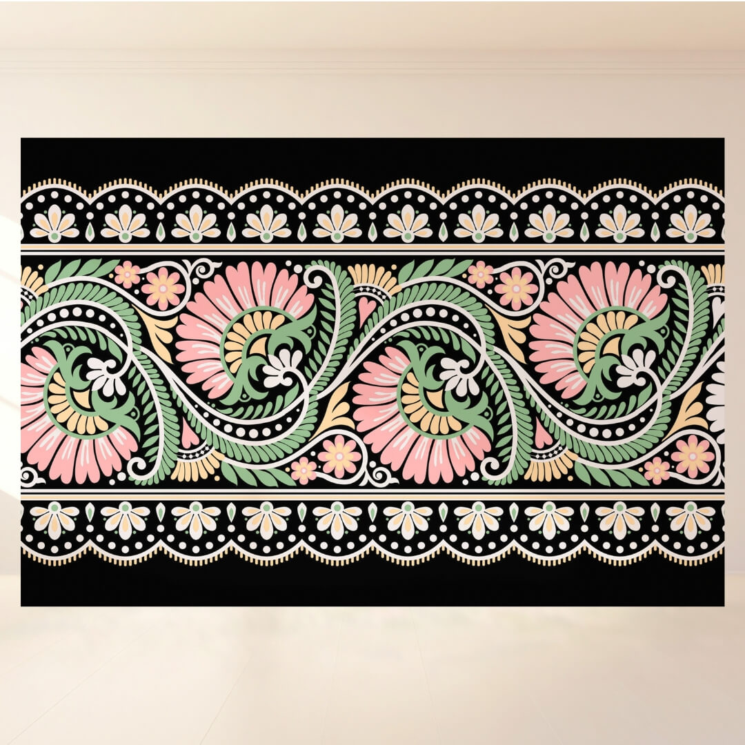 Traditional Black Floral: Backdrop - Landscape