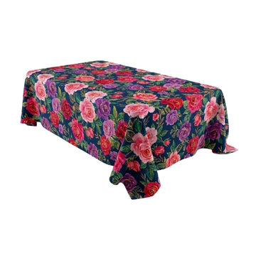 Multi Rose Bloom Navy Rectangle Table Cover - Pack Of 6