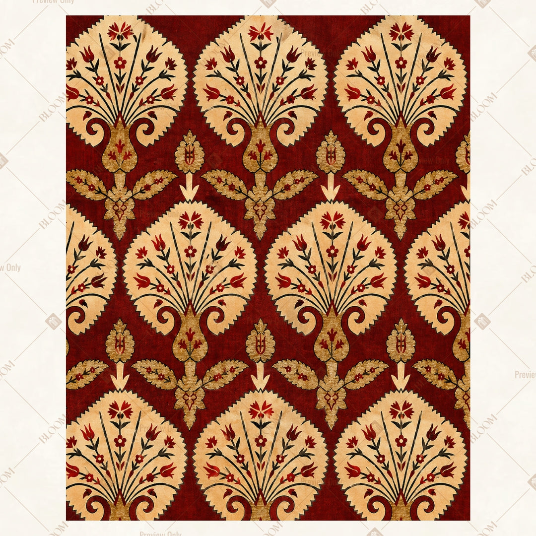Mughal Floral Motif Portrait Rectangle Backdrop