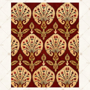Mughal Floral Motif Portrait Rectangle Backdrop