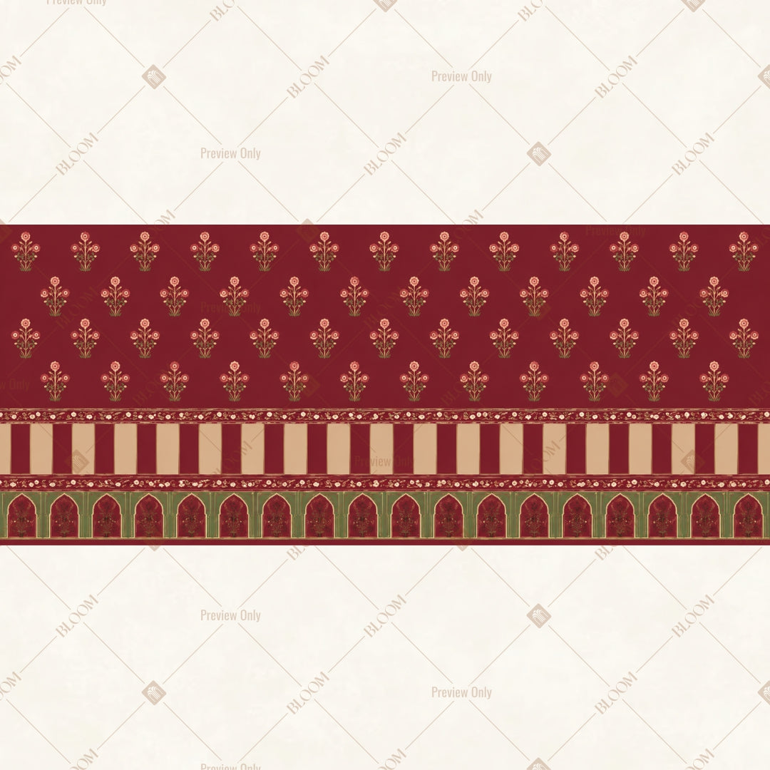 Royal Burgundy Border Pattern Wide Backdrop