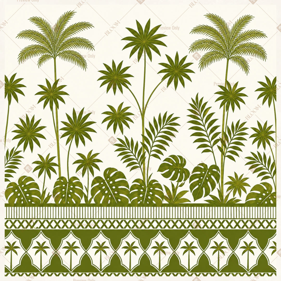 Tropical Palm Landscape Pattern Square Backdrop