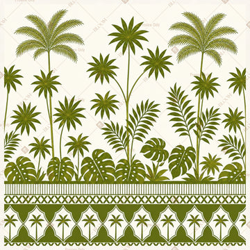 Tropical Palm Landscape Pattern Square Backdrop