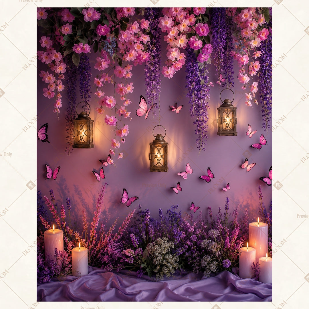 Purple Lantern Fantasy Portrait Rectangle Backdrop