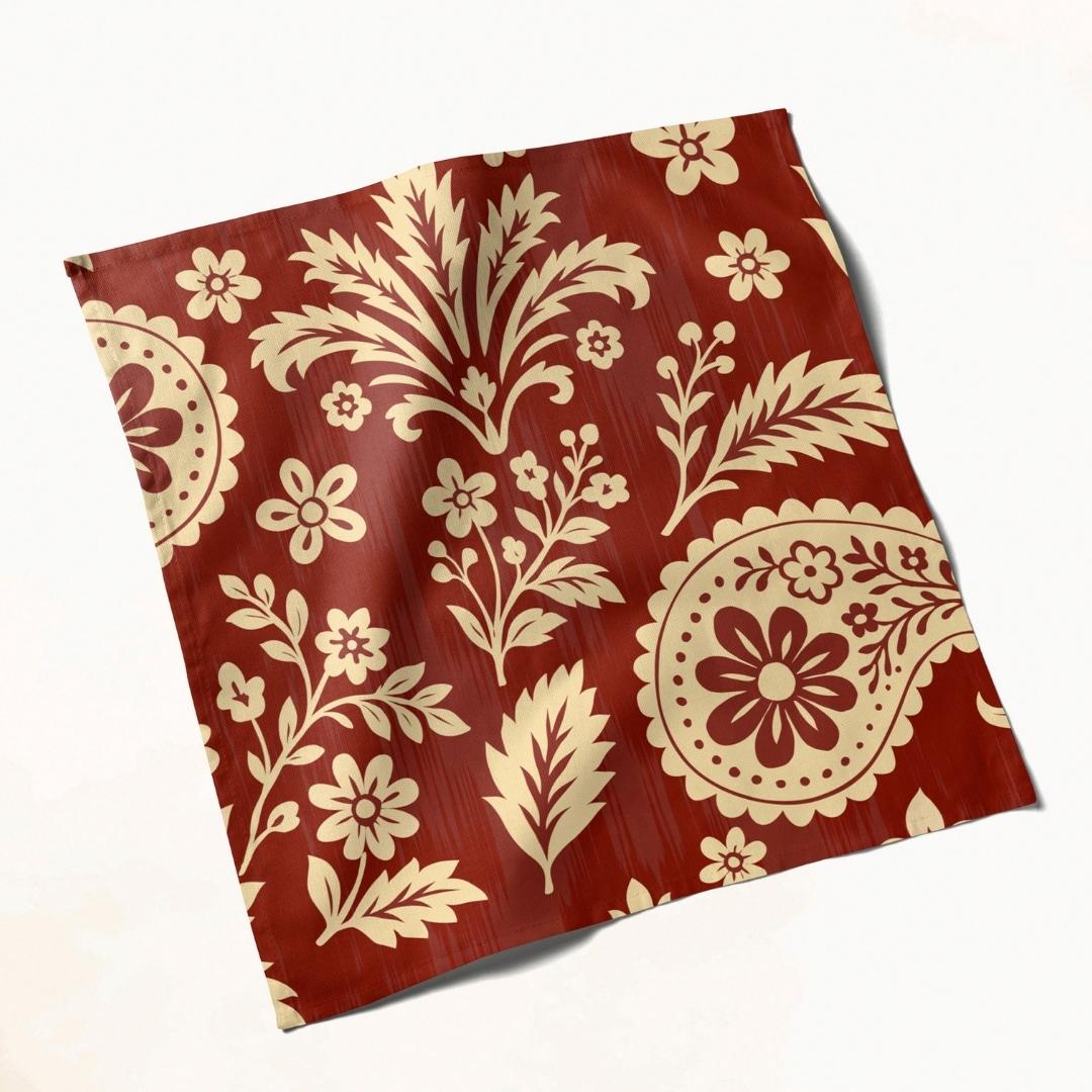 Crimson Damask Delight: Napkins 18" X 18" - Pack Of 20