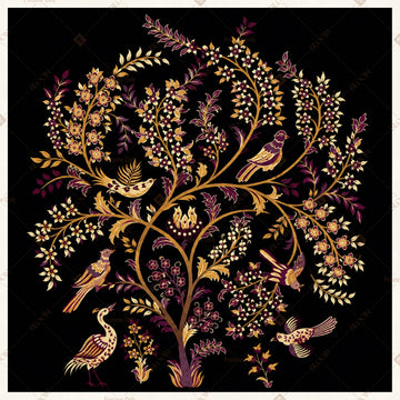 Black Floral Tree Pattern Square Backdrop