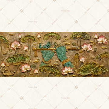 Krishna Lotus Pond Border Wide Backdrop