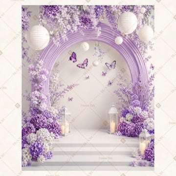Lavender Floral Archway Portrait Rectangle Backdrop