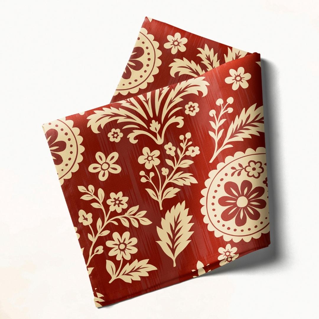 Crimson Damask Delight: Napkins 18" X 18" - Pack Of 20