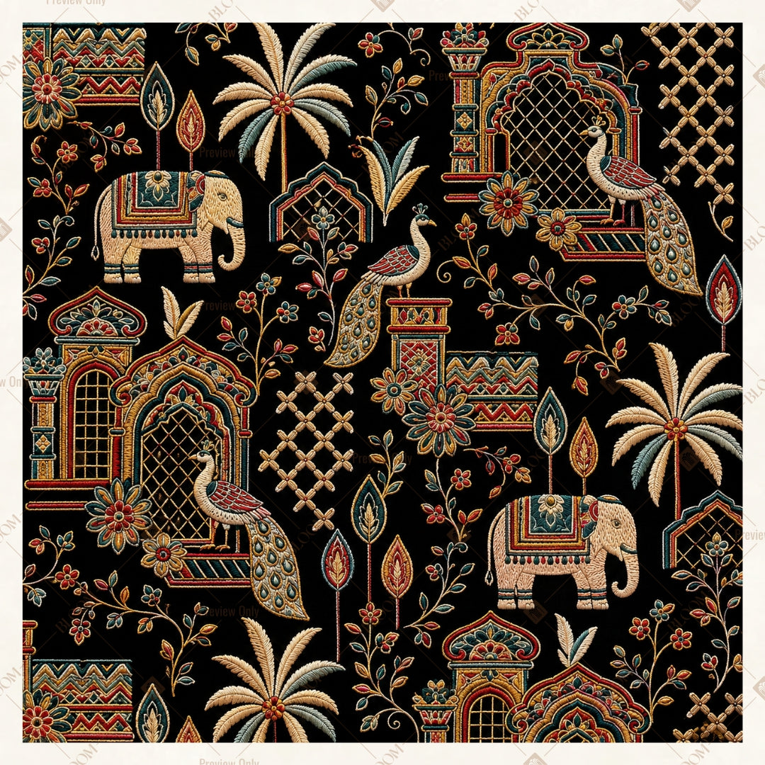 Royal Heritage Folk Pattern Square Backdrop